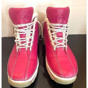 TIMBERLAND PINK & WHITE 6” LEATHER BOOTS, SIZE 9.5 Medium Women’s